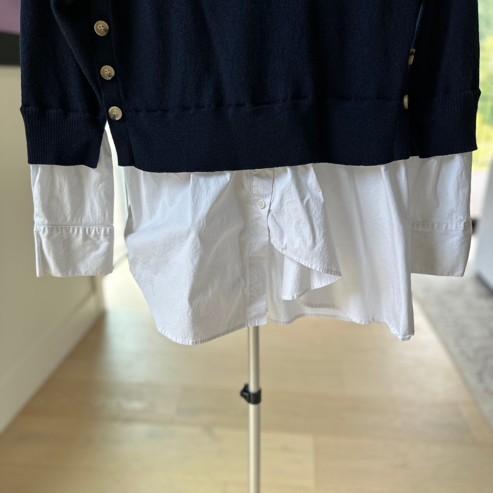 Veronica Beard dark blue and White Mixed Media Sweater - Picture 5 of 13